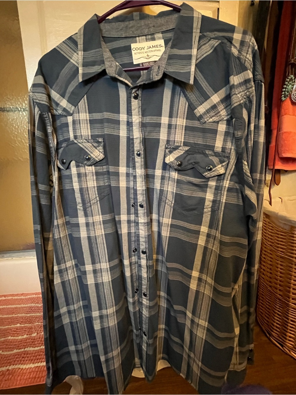 Men's Cody James Blue Plaid Western Pearl Button-Up Shirt
